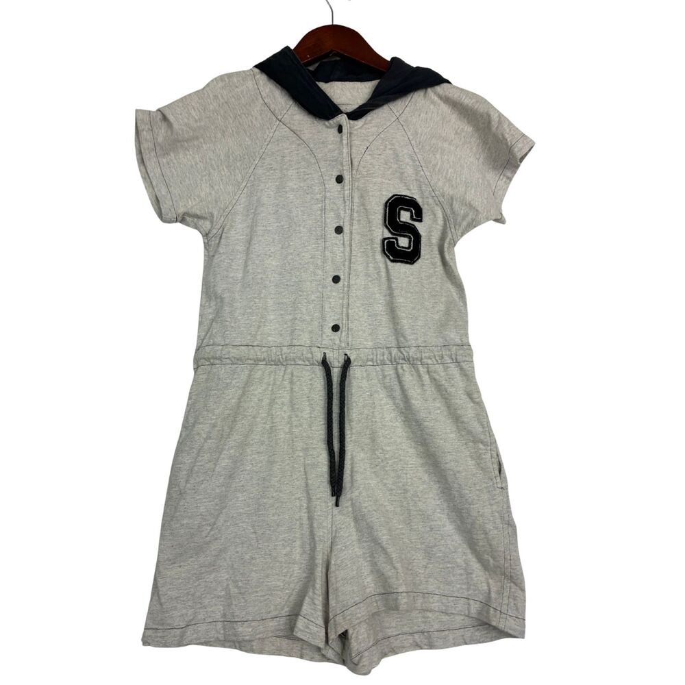 Spot Gal Retro Style Womens Small Gray Hooded Romper Varsity S Patch USA Made